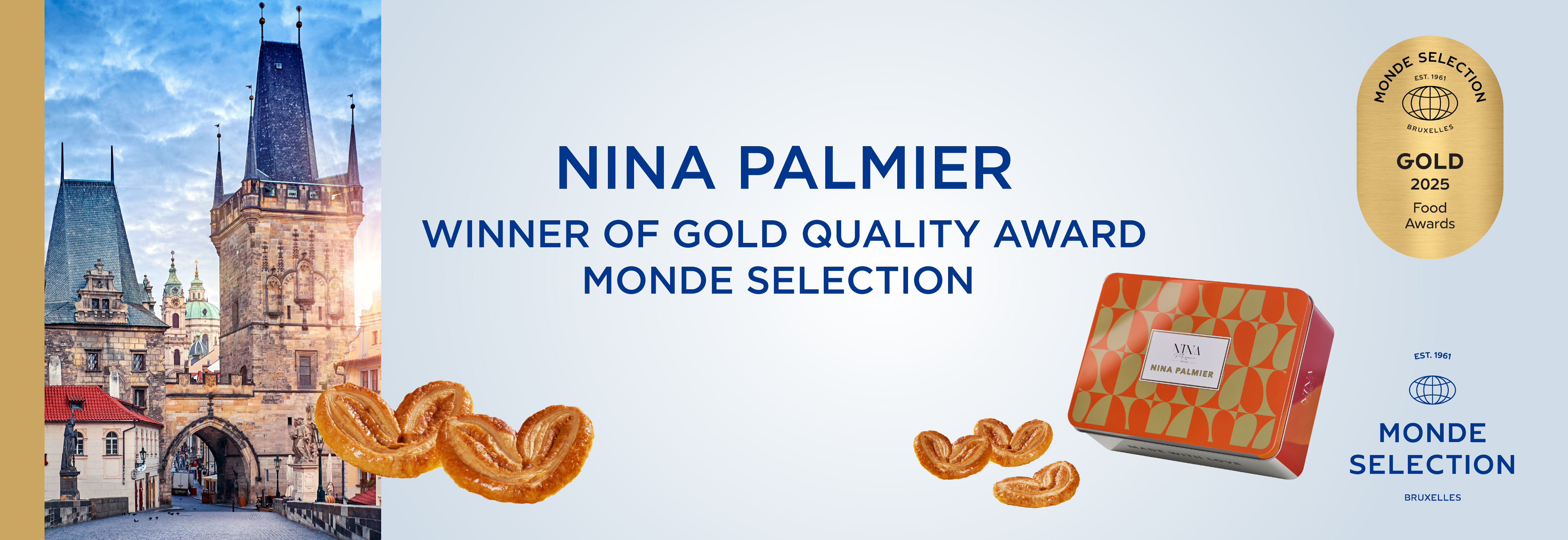 Nina Patisserie如心蝴蝶酥榮獲Monde Selection世界品質評鑑大賞的食品類別 金獎  